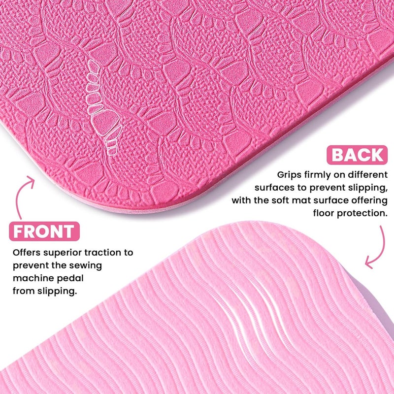 Udefineit 3 Sizes Sewing Machine Mats, Non Slip Sewing Machine Pedal Mats, Reduces Vibrations & Movement, Rubber Pads for Sewings Foot Pedal Mat for Holiday Sewings Gifts, Magenta - Image 3